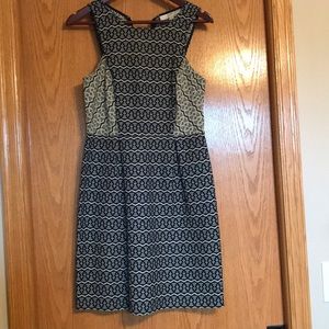 Loft sleeveless dress in navy and tan, size 2